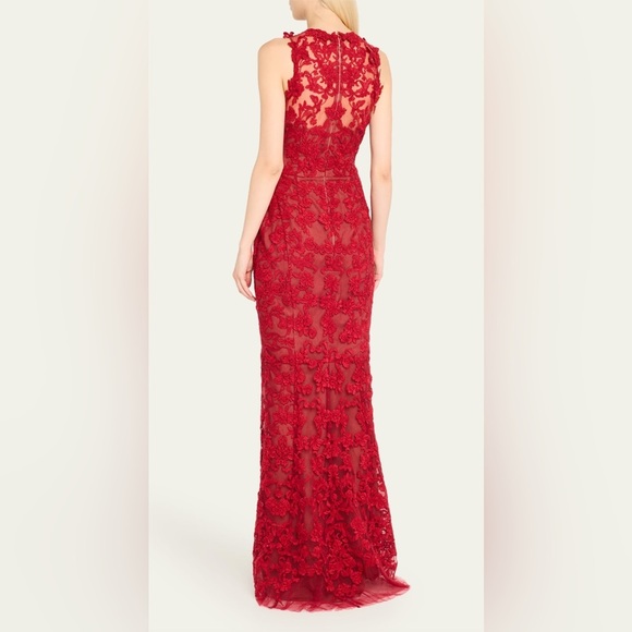 MARCHESA***Guipure Red Lace Evening Gown***US 4,6***$1095 - Picture 9 of 11